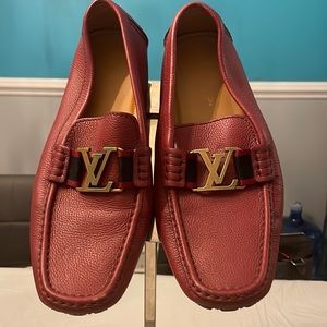 Red Louis Vuitton leather men’s driving moccasins.